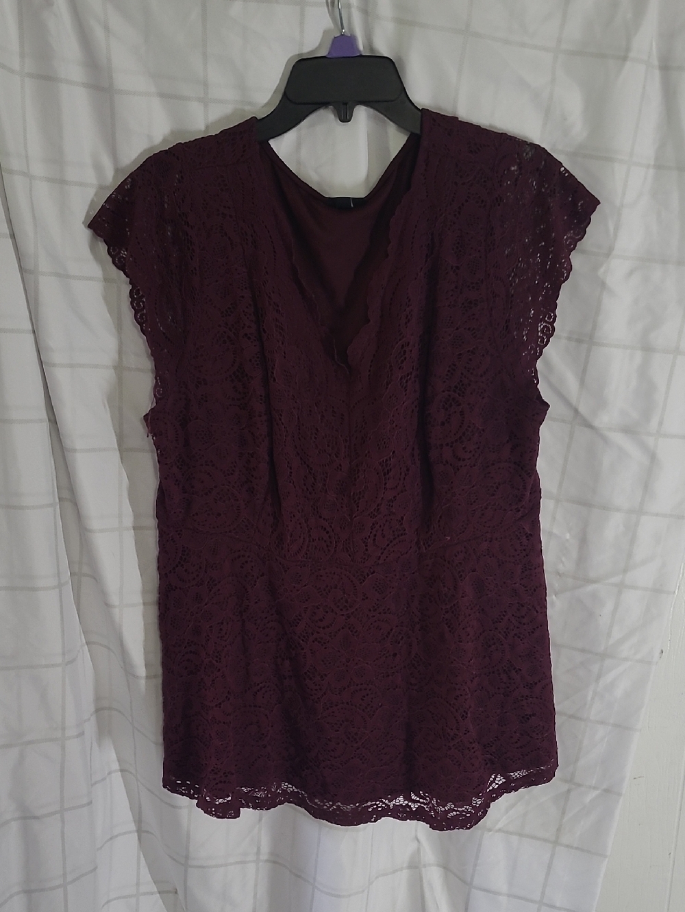 Torrid Size 2 Womens Blouse Lace Overlay Tunic - Plum